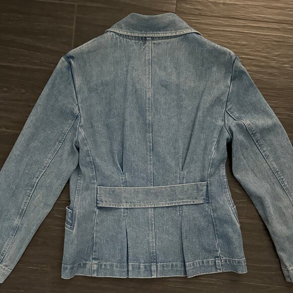 DEMOCRACY WOMENS BLUE DENIM JACKET DOUBLE BREASTED RETRO MEDIUM WASH SZ 6 - Picture 7 of 12